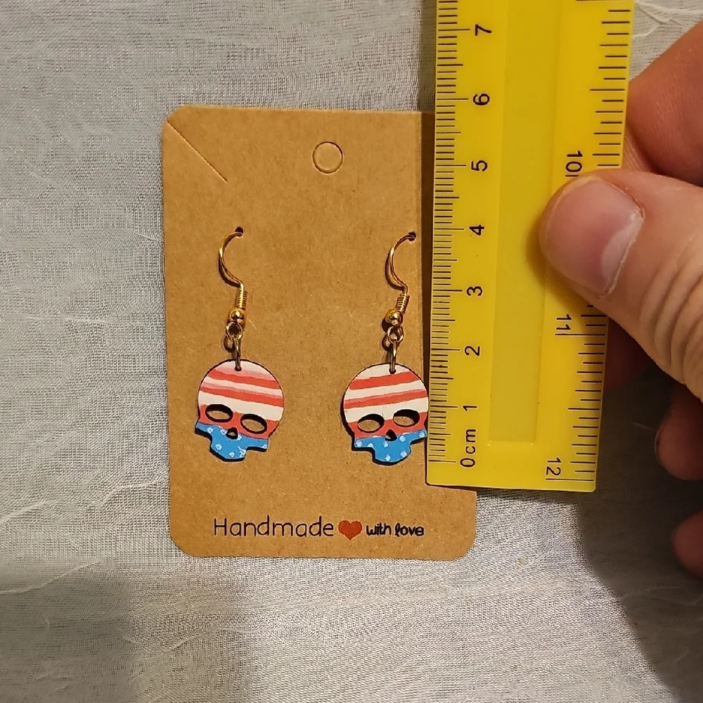 Patriotic Skull Earrings for Kids